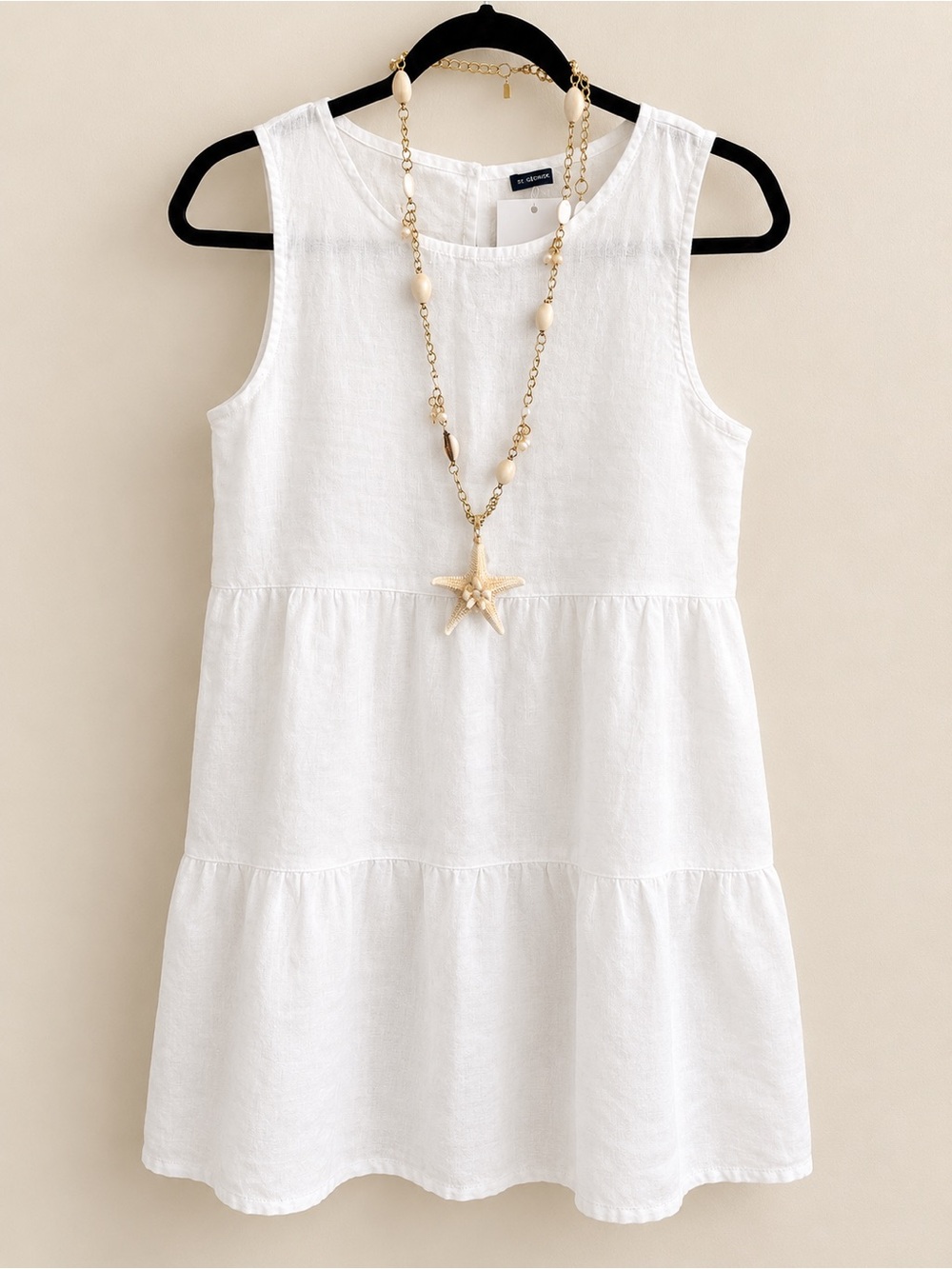 Brandy Melville White Sleeveless Tiered Mini Dress